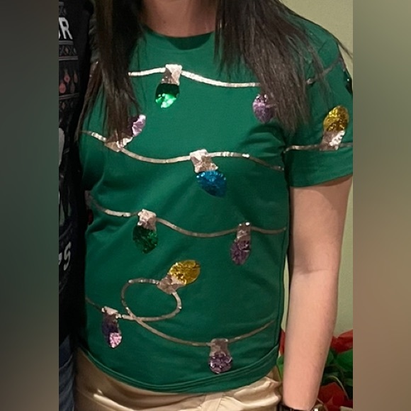 Womens Christmas Shirt with Strand of Lights details in multiple colors - Picture 1 of 1